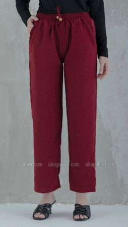 Pocket Palazzos with Tie-Up Band in Maroon