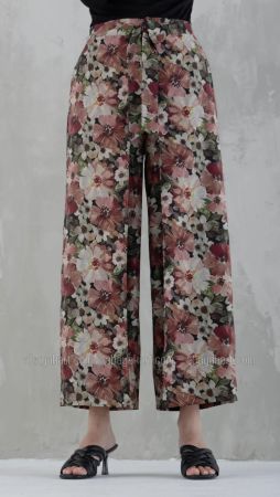 Floral Printed Palazzos With Front Knot.